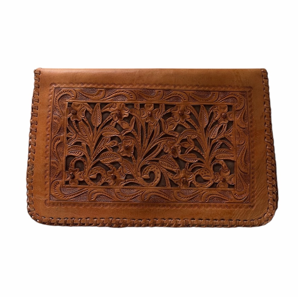 VTG Damar‎ Accessories Wmn’s Tooled Leather Clutch Made in Mexico